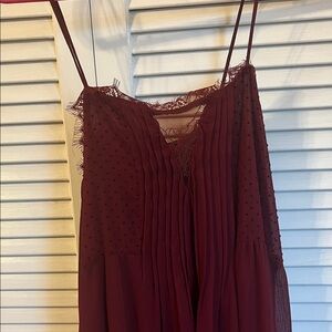 Burgundy Spaghetti Strap Dress with lace